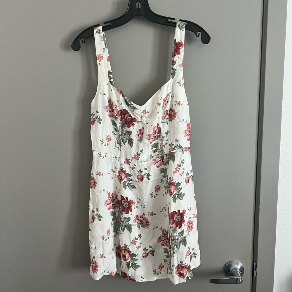 Reformation mini white floral dress